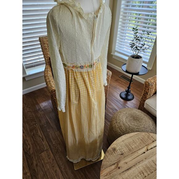 Vintage 1970's Floral Lace Praire Dress Boho Cottagecore Peasant Women's M - Picture 14 of 16
